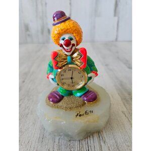 Ron Lee clown neon clock vintage 1991 gold circus figurine statue